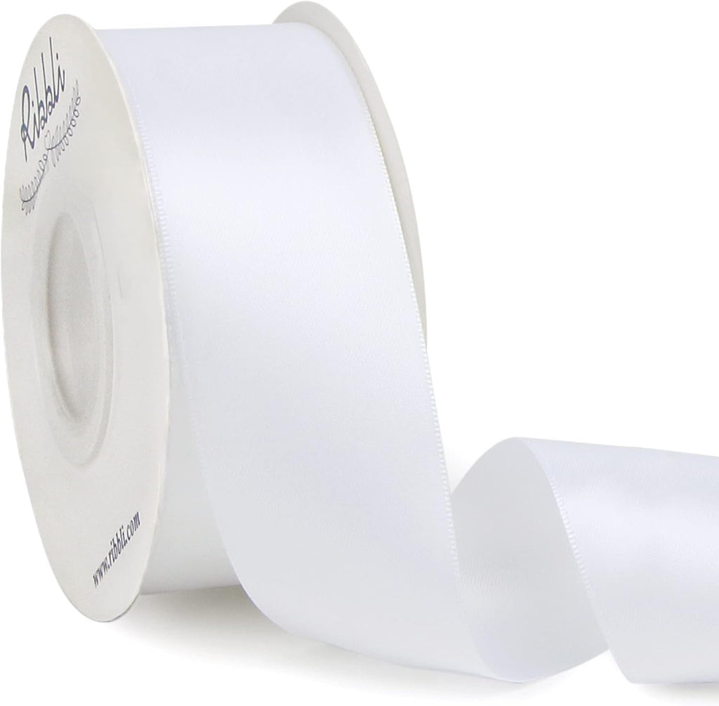 Ribbli White Satin Ribbon, 1-1/2 In x 25 Yards