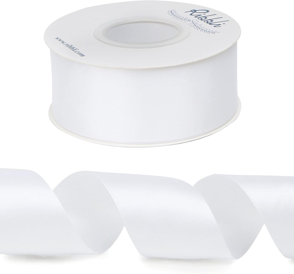 Ribbli White Satin Ribbon, 1-1/2 In x 25 Yards - Detail view