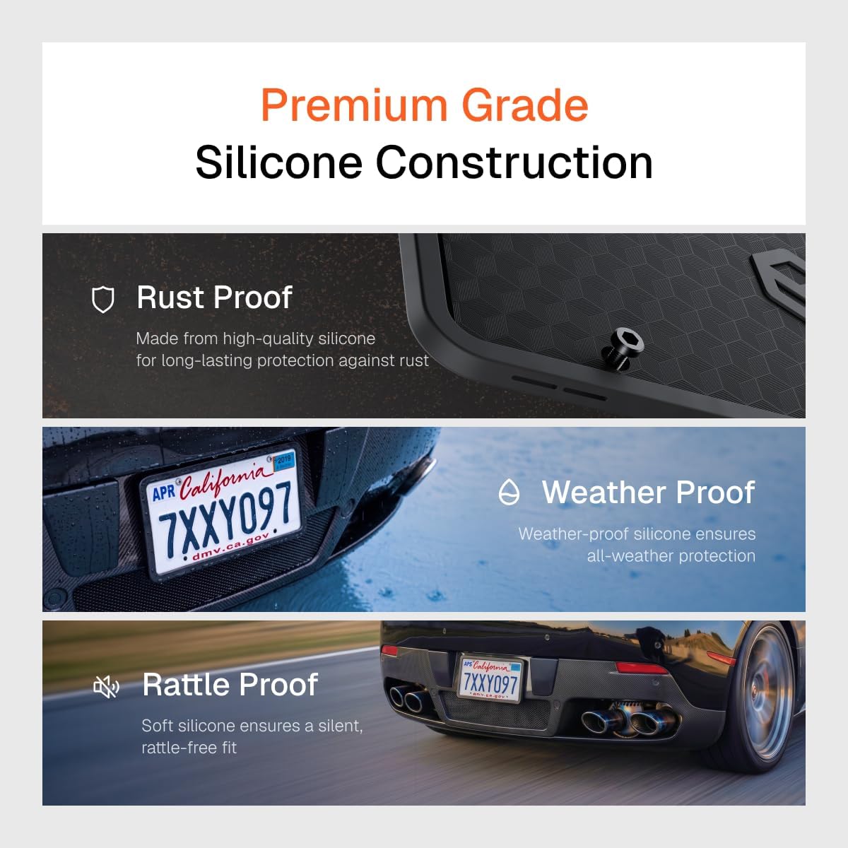 Rightcar Solutions Silicone License Plate Frame - Feature highlight