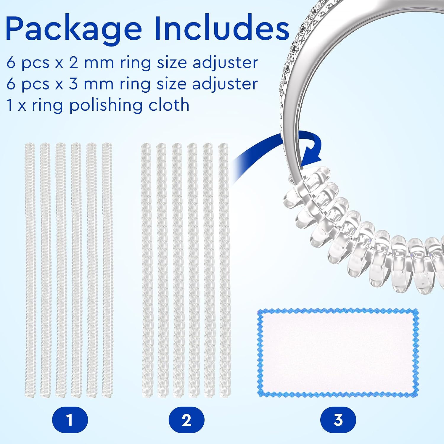 Ring Size Adjuster 12-Pack for Loose Rings - Detail view