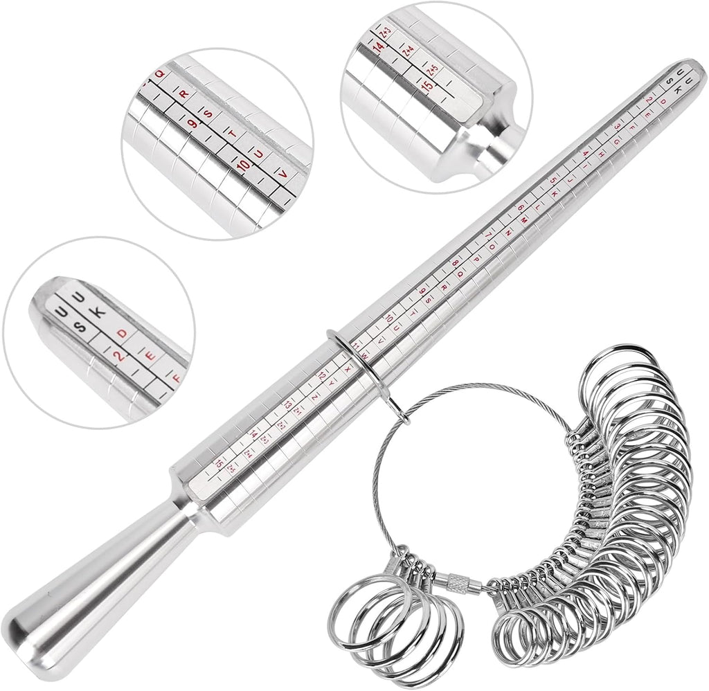 27-Pc Ring Sizer Measuring Tool Kit - Detail view