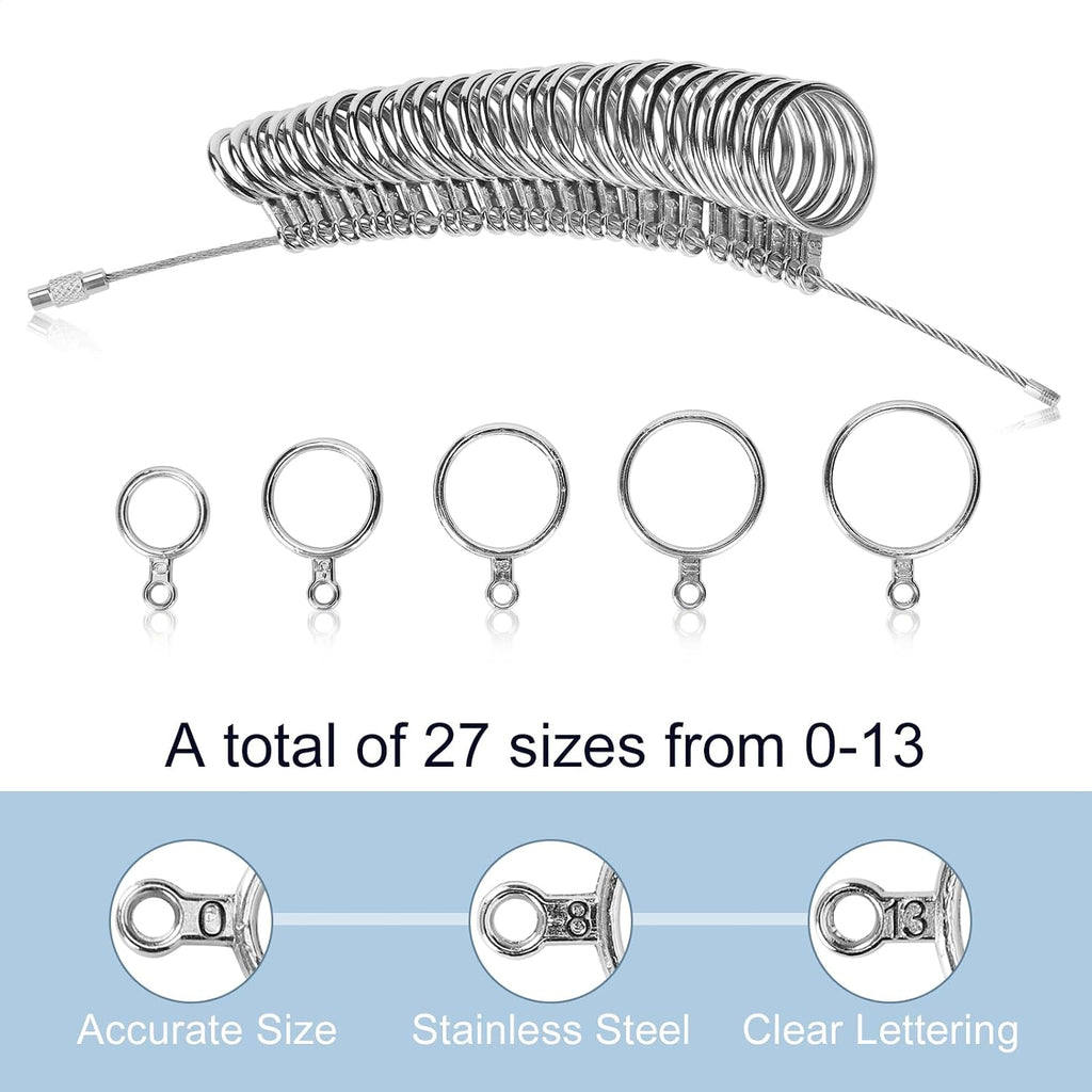 27-Pc Ring Sizer Measuring Tool Kit - Close-up