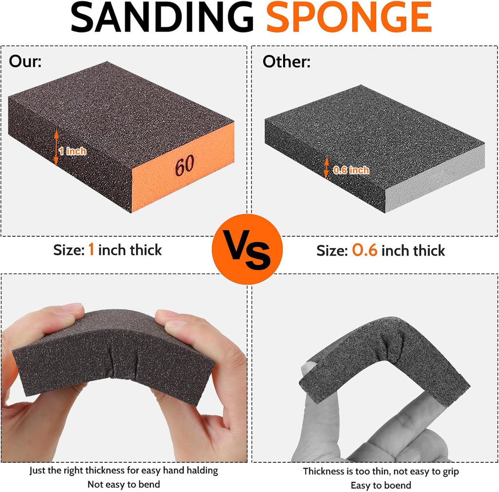Romeda 8-Pack Sanding Sponge, 4 Grits 60-220 - Close-up