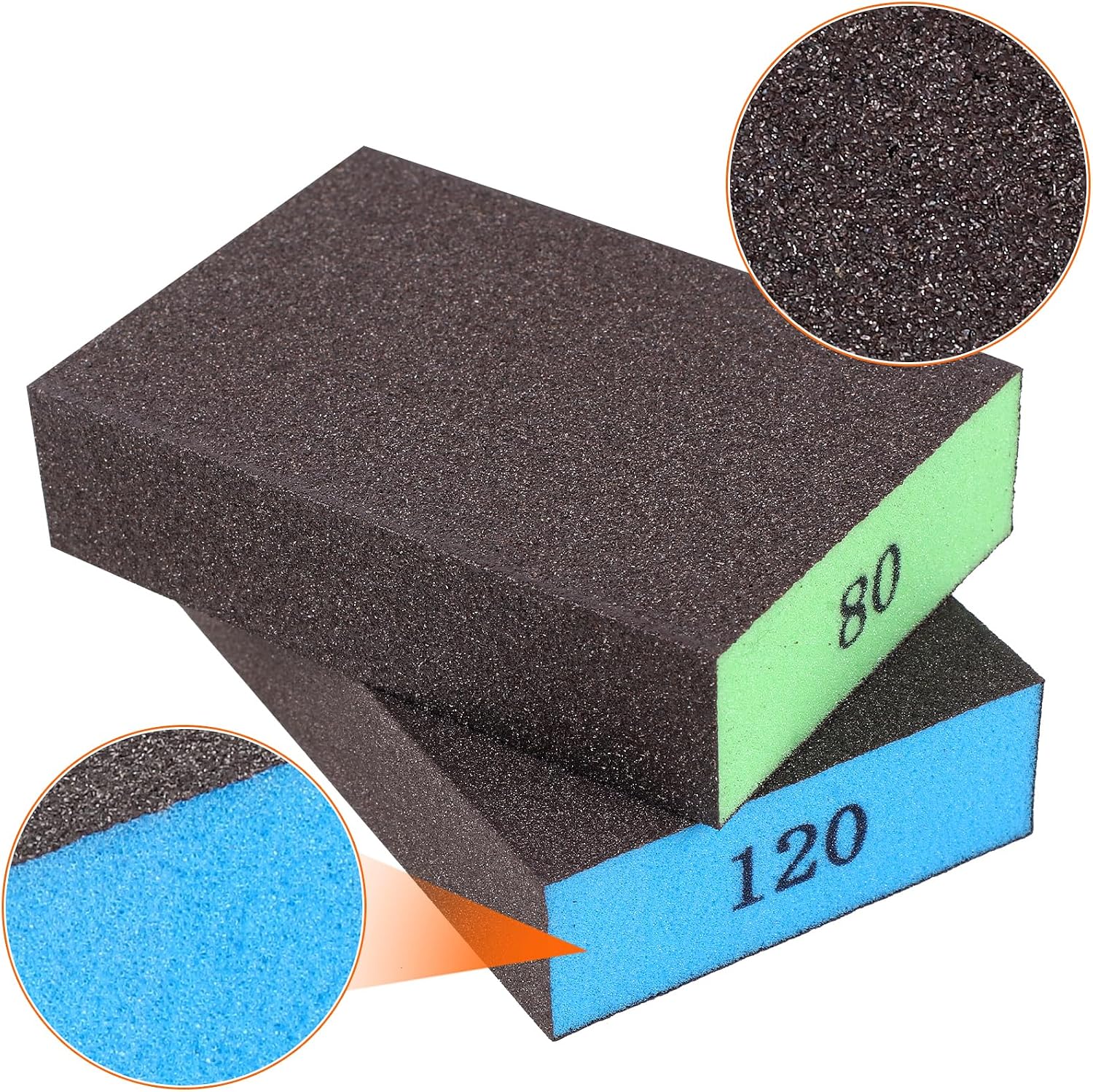 Romeda 8-Pack Sanding Sponge, 4 Grits 60-220 - Size reference