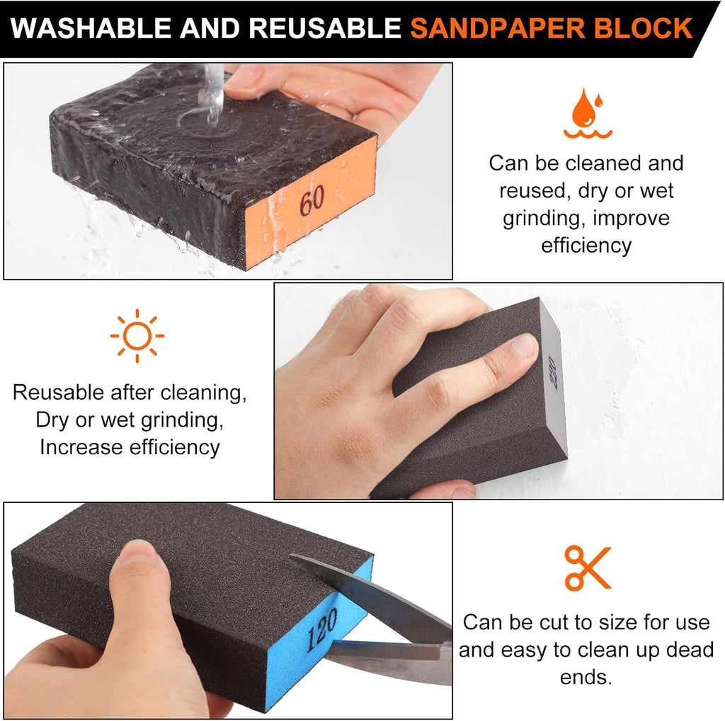 Romeda 8-Pack Sanding Sponge, 4 Grits 60-220 - In use