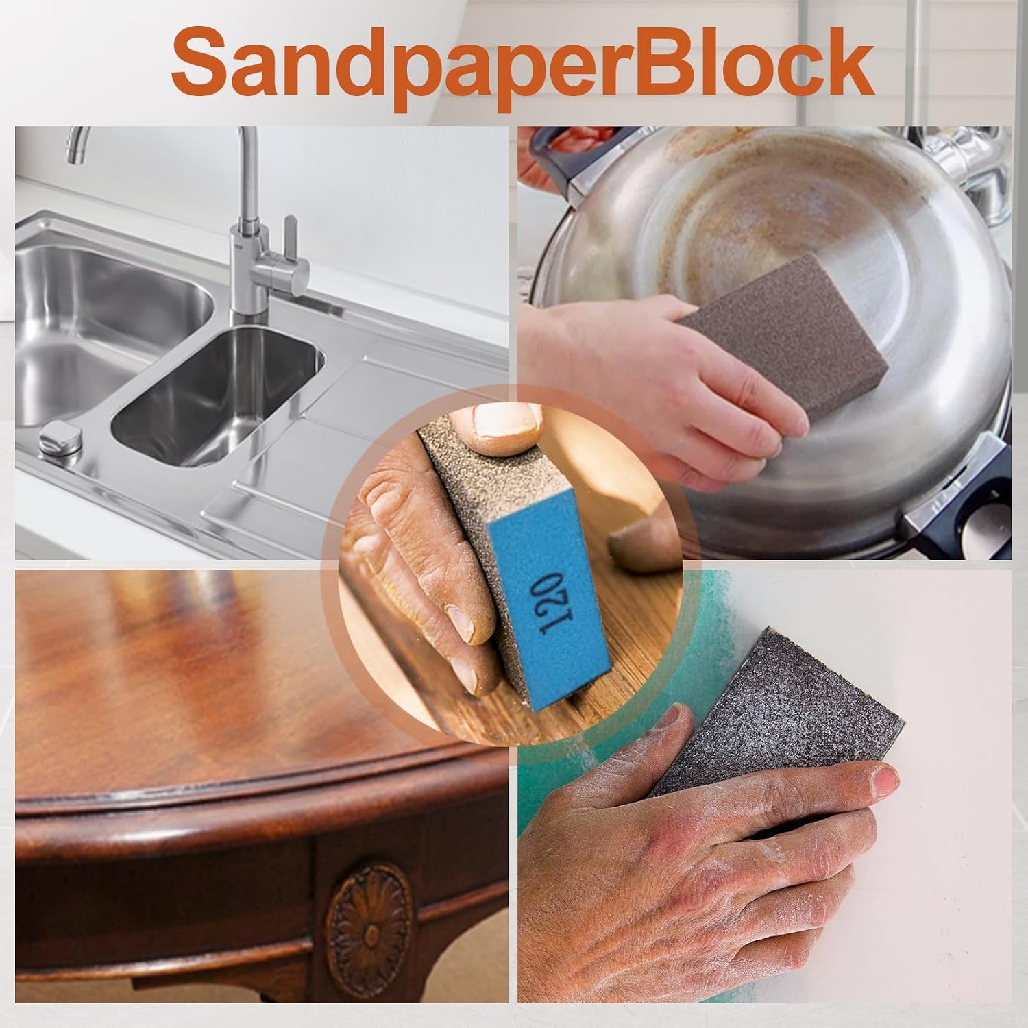 Romeda 8-Pack Sanding Sponge, 4 Grits 60-220 - Packaging