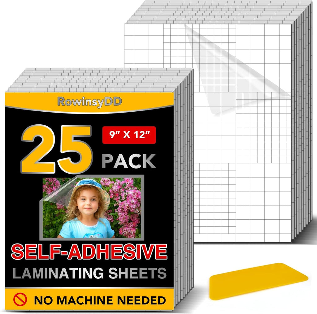 RowinsyDD 25-Pack Laminating Sheets, 9x12 Inch