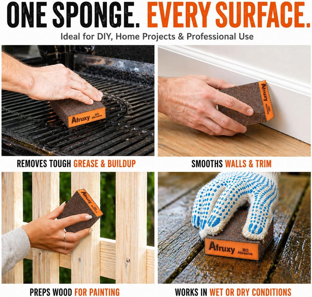 Afruxy Sanding Sponge 4-Pack with Gloves - Close-up