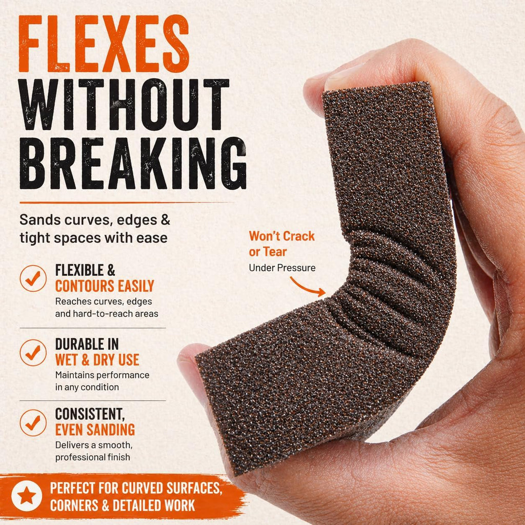 Afruxy Sanding Sponge 4-Pack with Gloves - Size reference