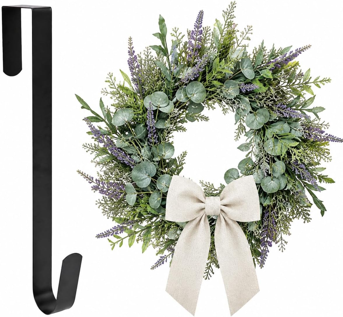 Sattiyrch Over The Door Wreath Hanger, Black
