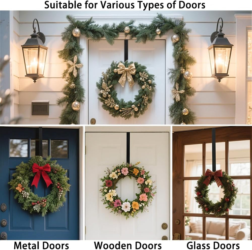 Sattiyrch Over The Door Wreath Hanger, Black - Close-up