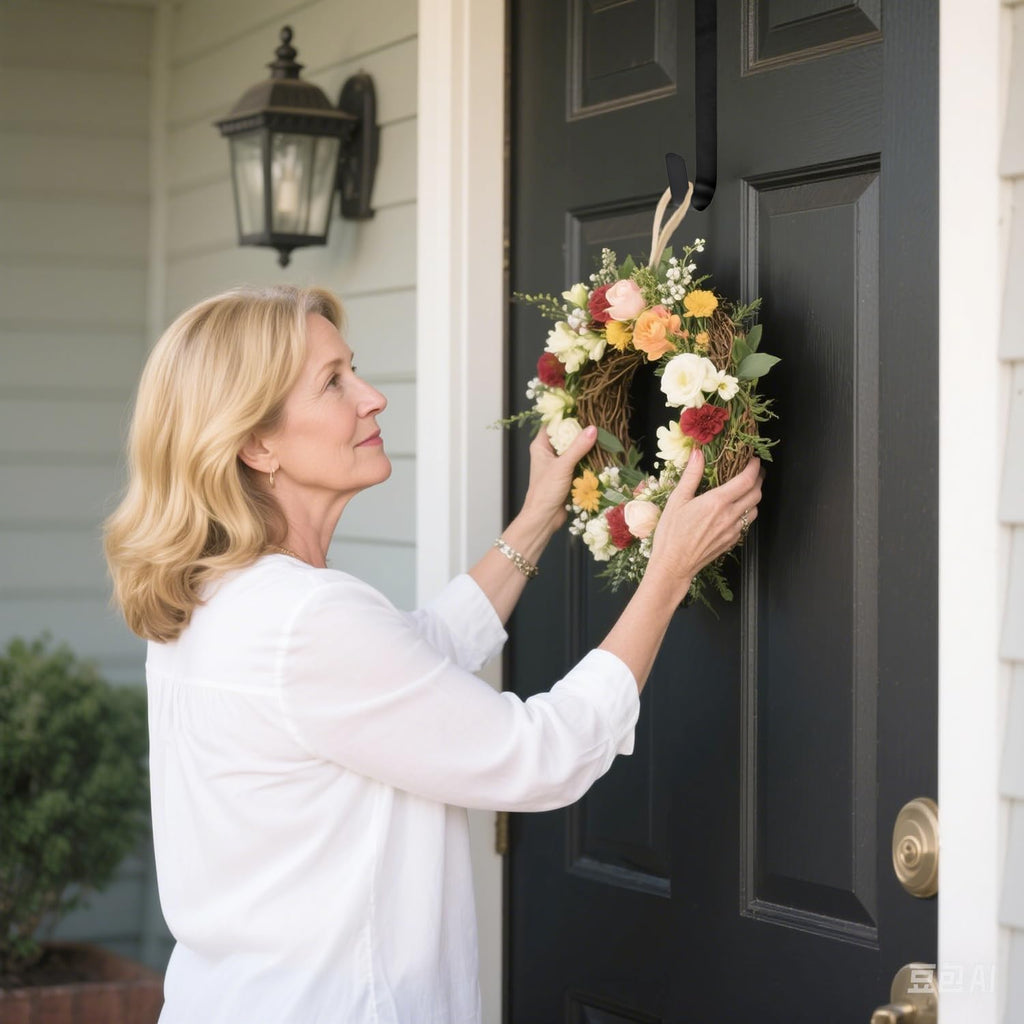Sattiyrch Over The Door Wreath Hanger, Black - Size reference