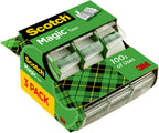 Scotch Magic Tape, 3 Rolls, Invisible, 3/4 x 300 in