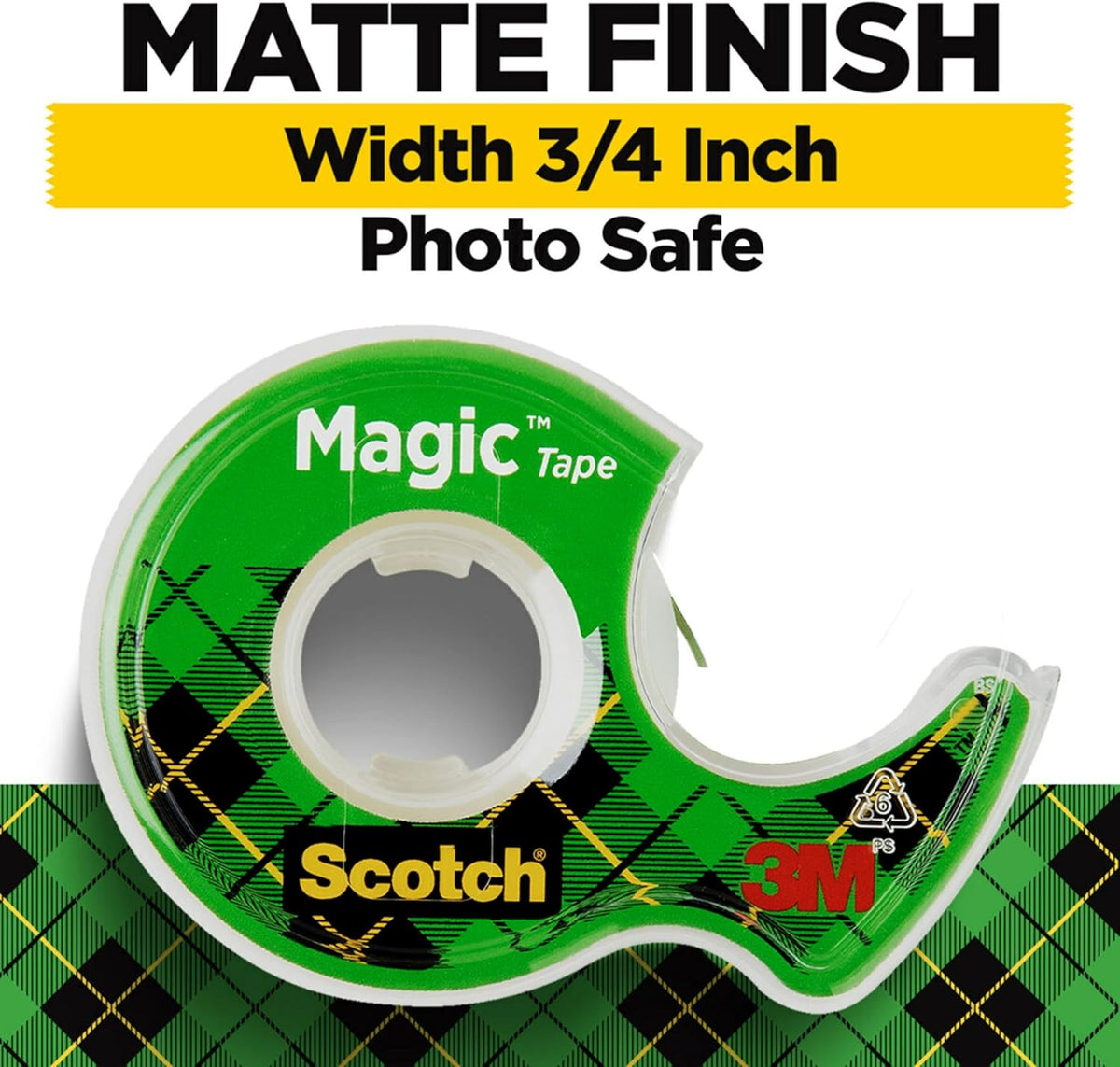 Scotch Magic Tape, 3 Rolls, Invisible, 3/4 x 300 in - Detail view