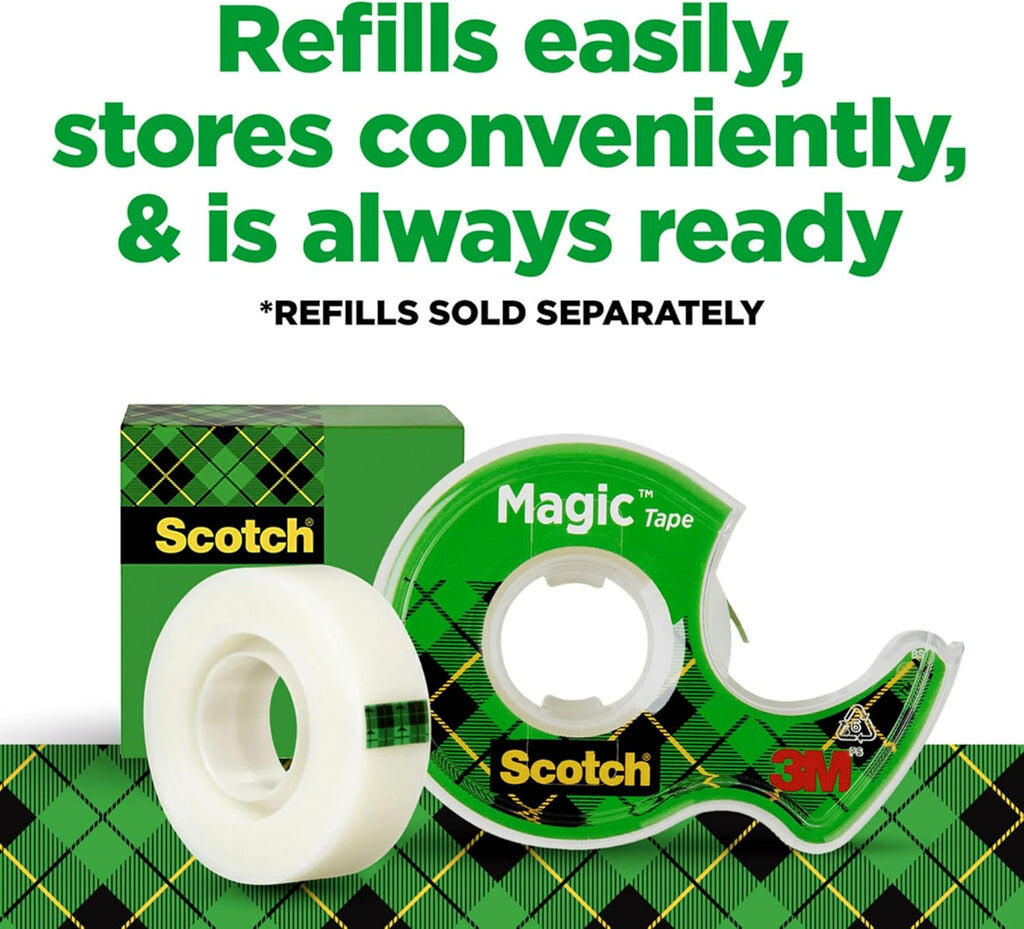 Scotch Magic Tape, 3 Rolls, Invisible, 3/4 x 300 in - Packaging