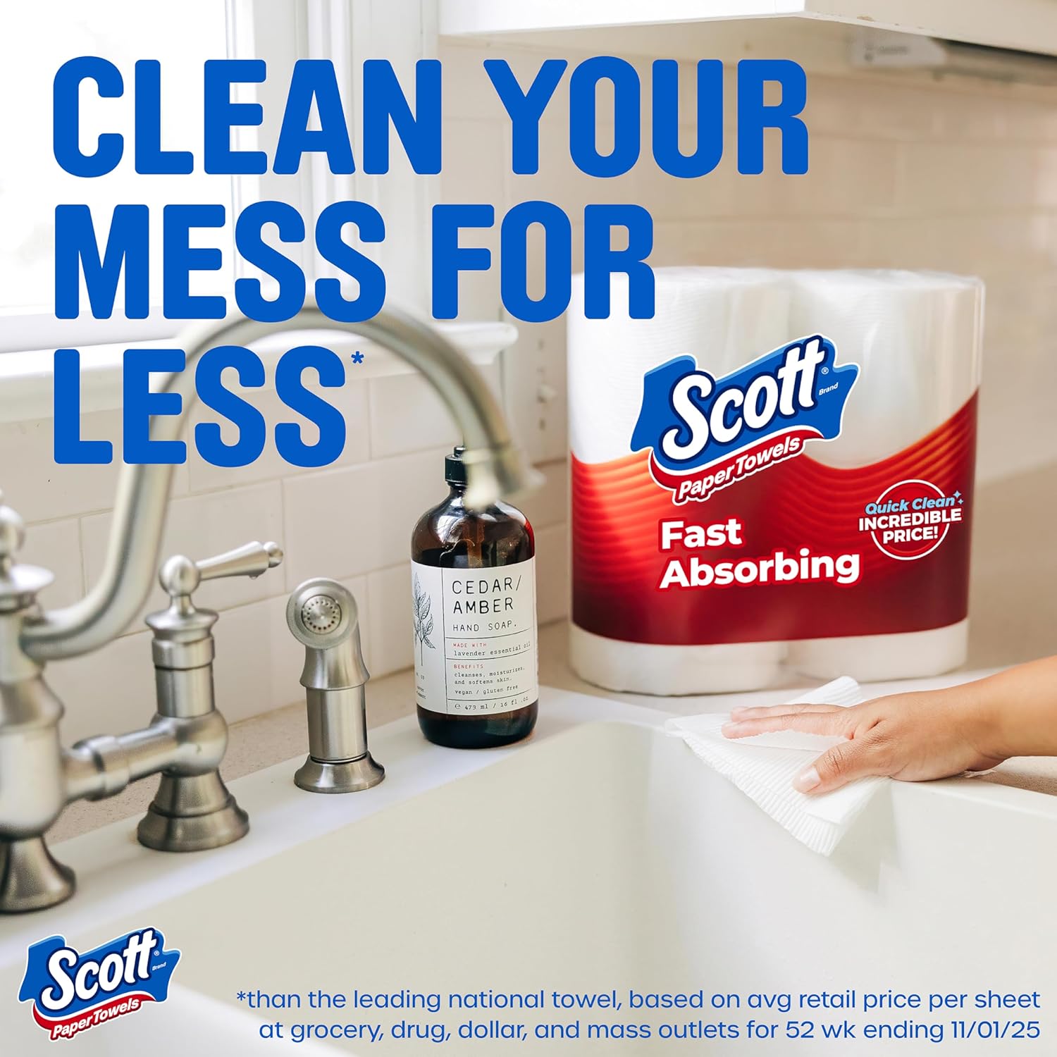 Scott Choose-A-Sheet Paper Towels, 6 Double Rolls - Detail view