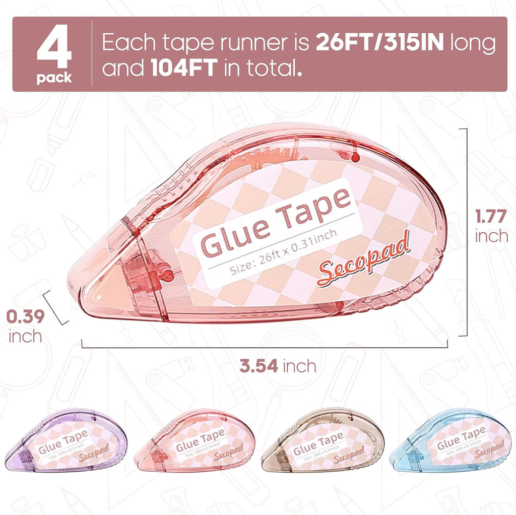 Secopad Double Sided Scrapbook Tape, 4 Pack - Size reference