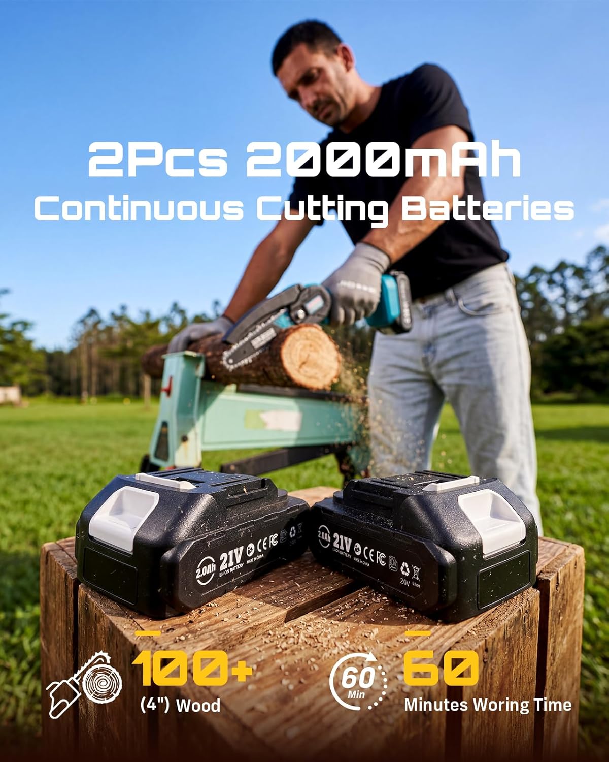 Seesii 6-inch Mini Cordless Chainsaw - Close-up
