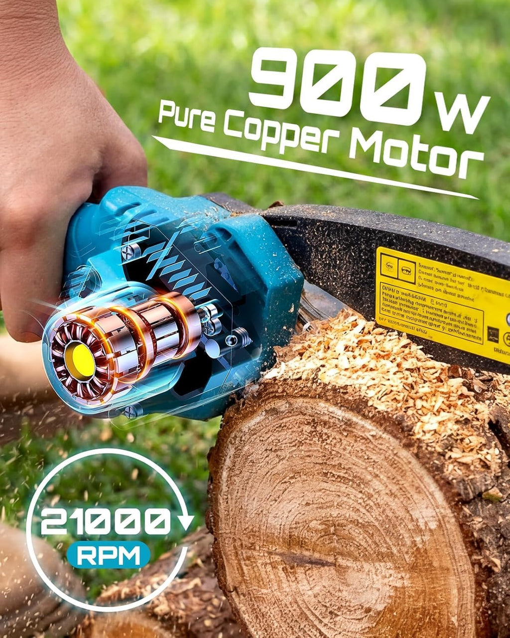 Seesii 6-inch Mini Cordless Chainsaw - In use