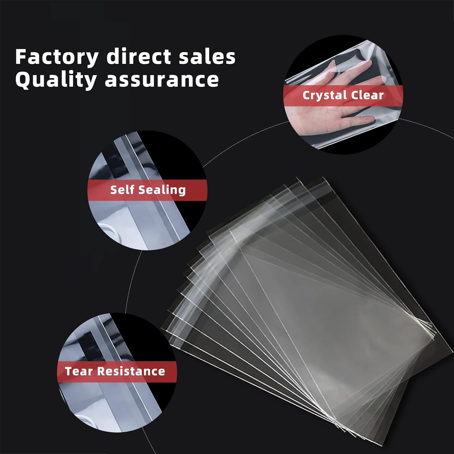 Self Sealing Cellophane Bags, 10x14 in, 100 Pcs - Size reference