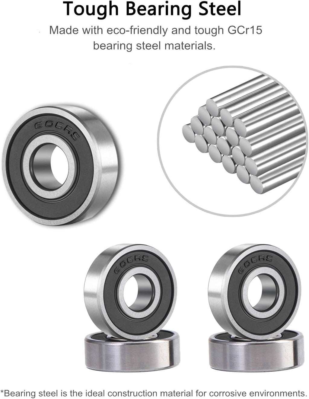 Shki 608 2RS Ball Bearings, 20 Pack - Detail view
