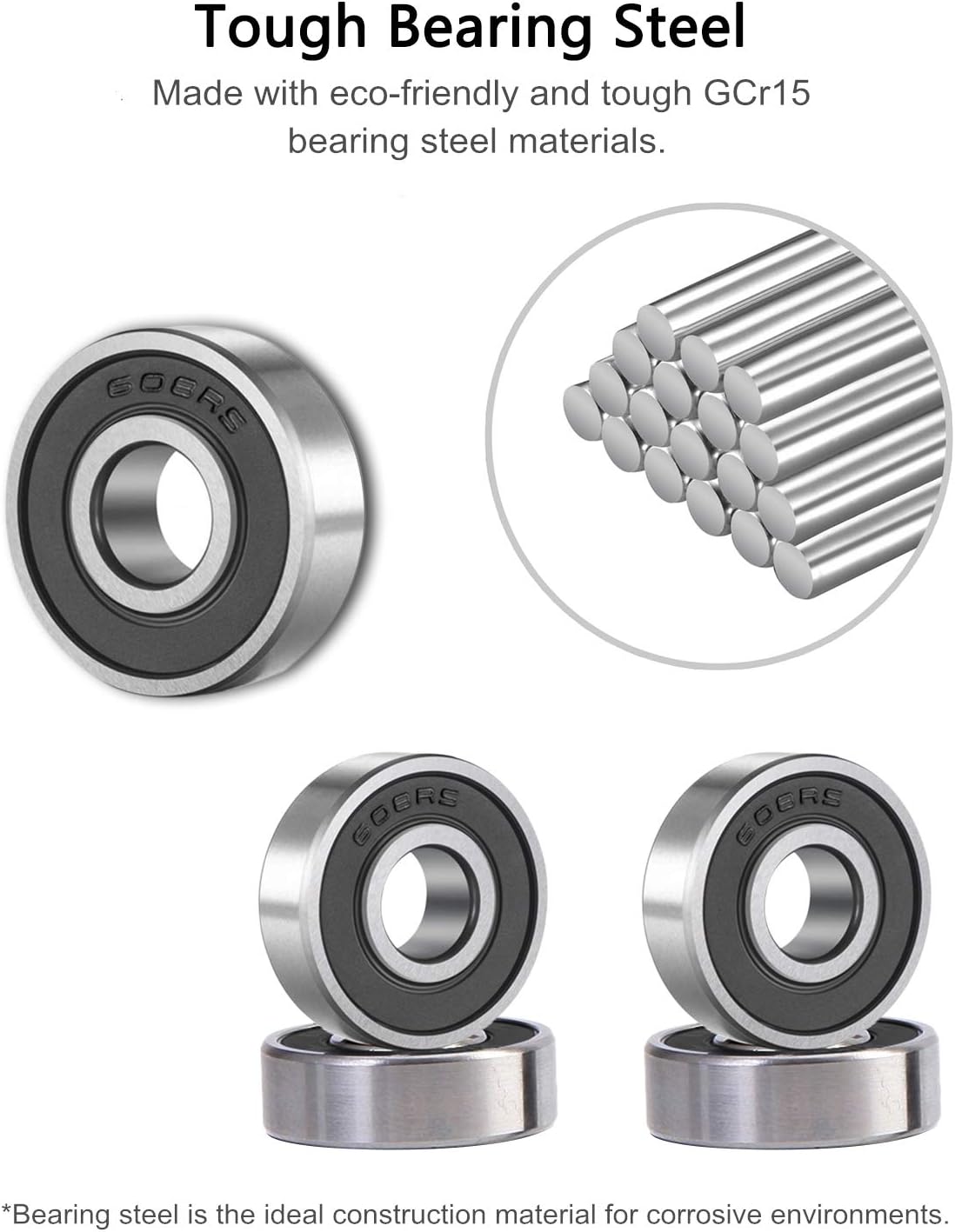 Shki 608 2RS Ball Bearings, 20 Pack - Detail view
