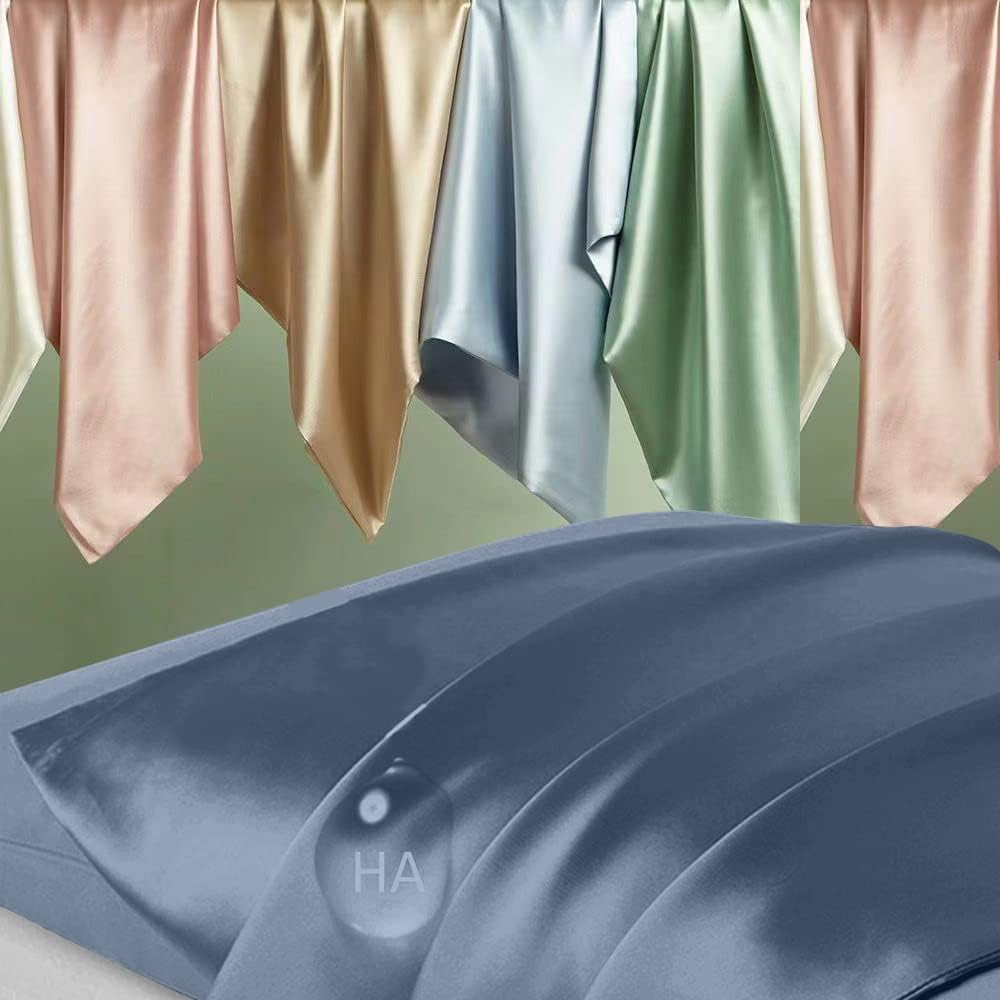 Mulberry Silk Pillowcase, Standard Size, Ash Blue - Detail view