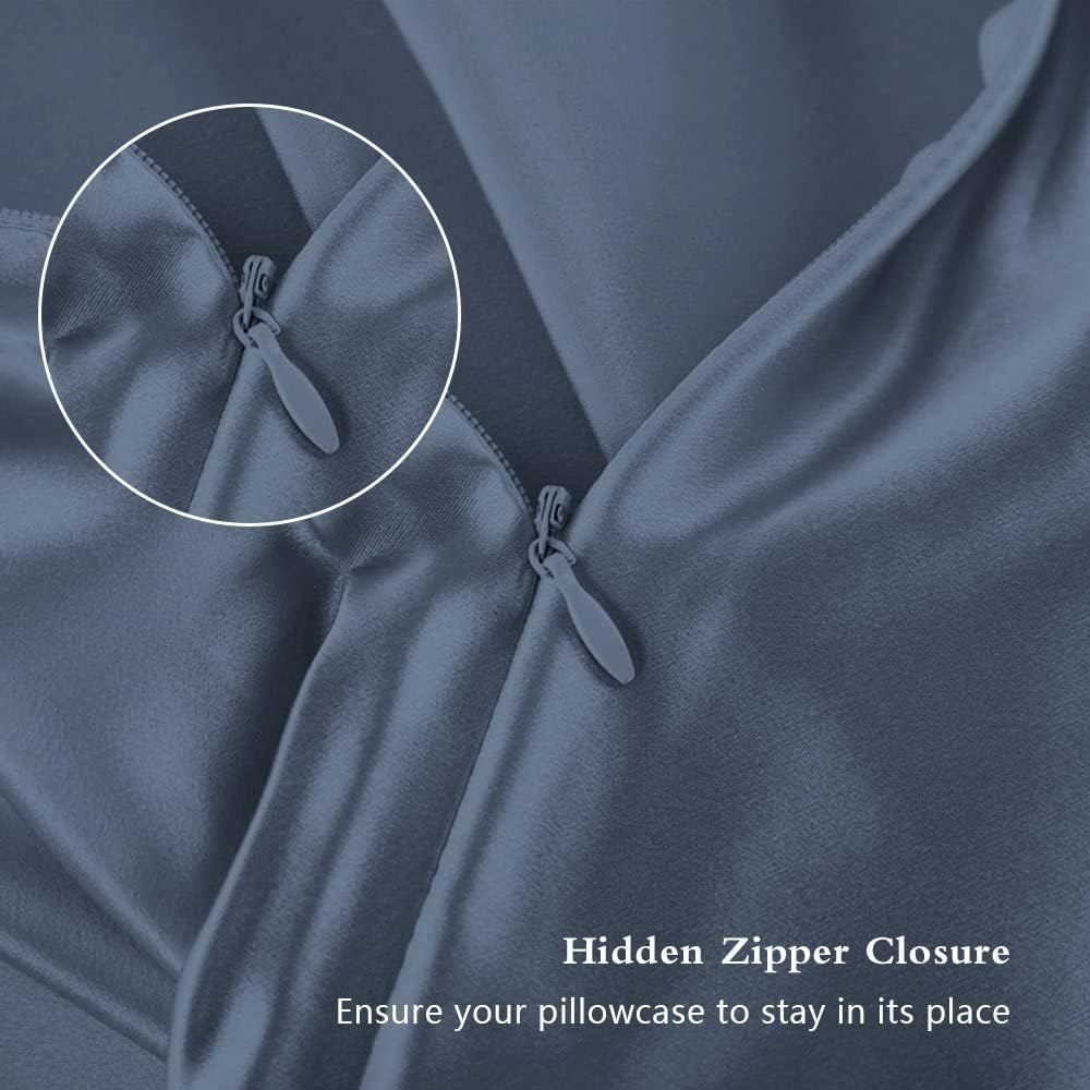 Mulberry Silk Pillowcase, Standard Size, Ash Blue - Alternate angle
