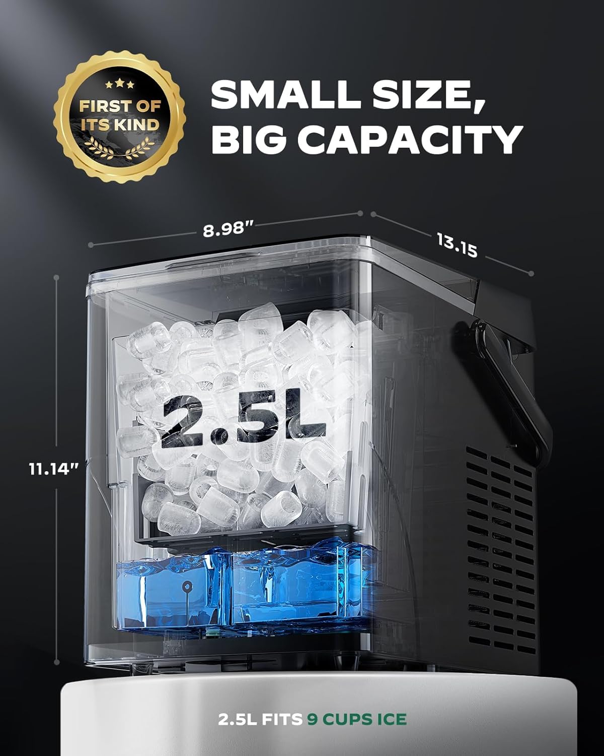Silonn Ice Maker, 2.5L Basket, 9 Cubes in 6 Min - Alternate angle