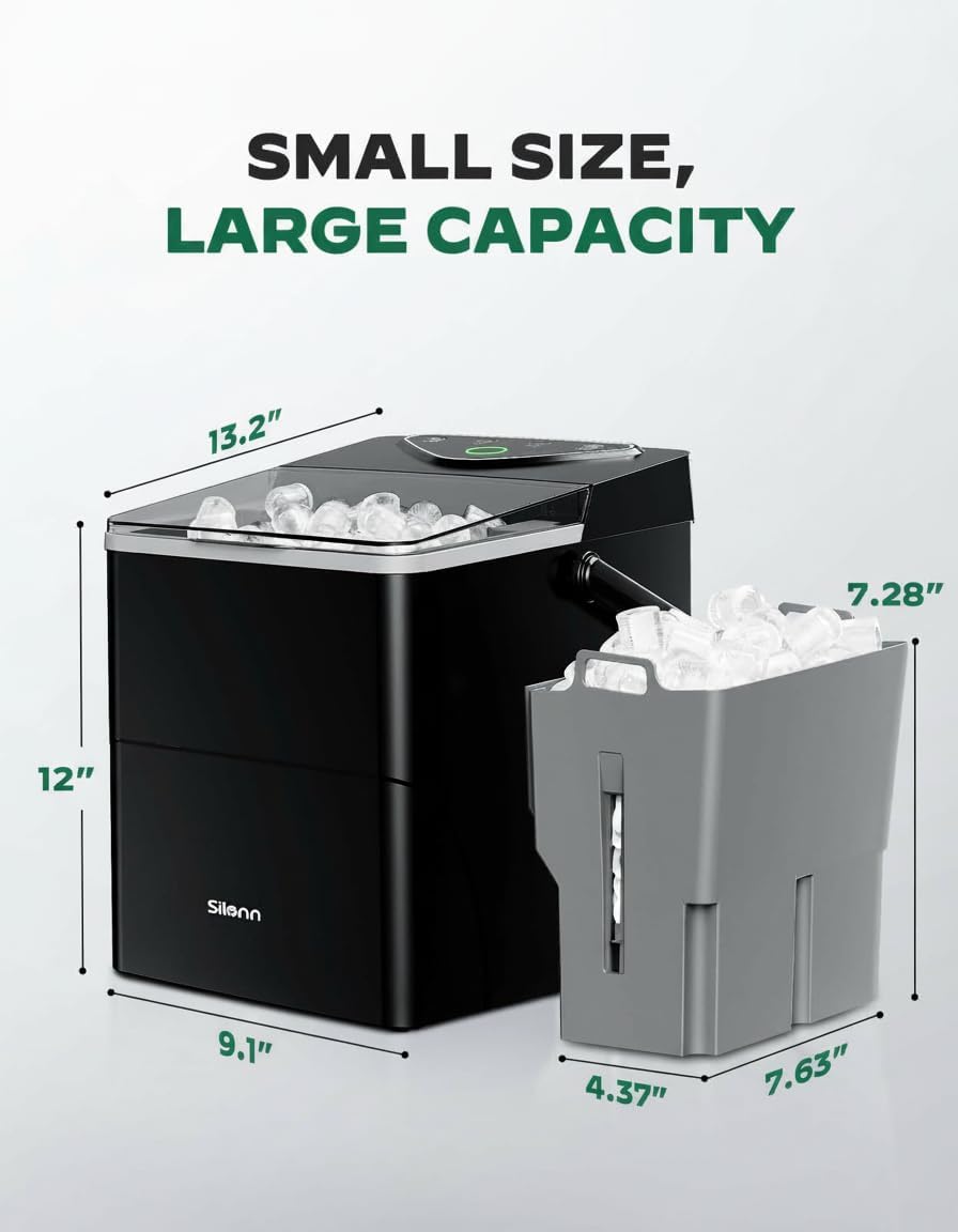 Silonn Ice Maker, 2.5L Basket, 9 Cubes in 6 Min - Packaging