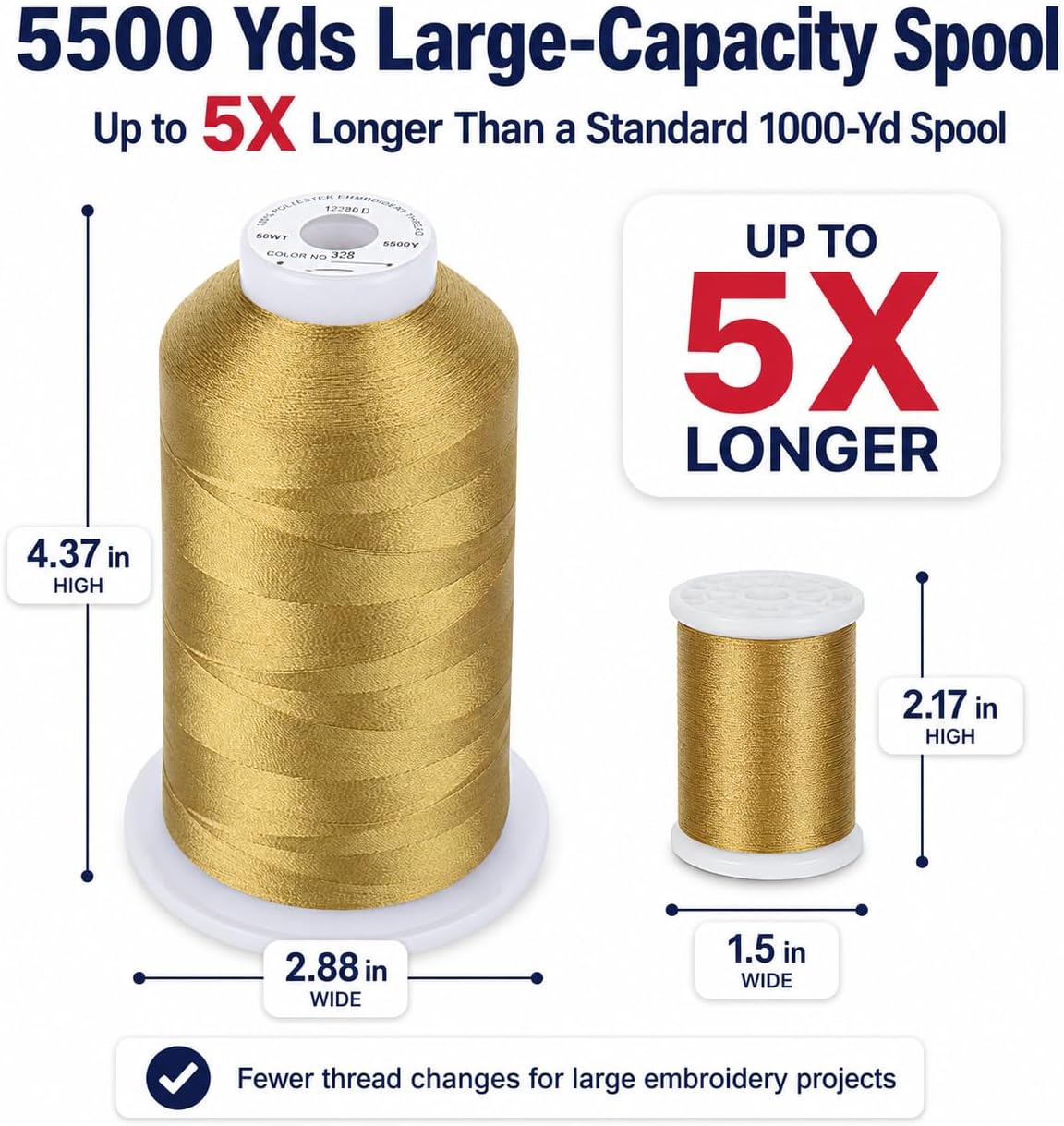 Simthread Embroidery Thread 5000M, Brass 328 - Detail view