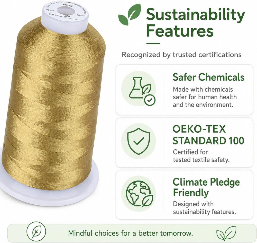 Simthread Embroidery Thread 5000M, Brass 328 - Alternate angle