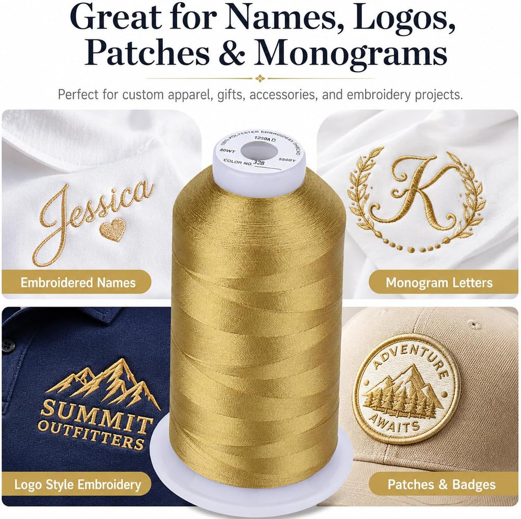 Simthread Embroidery Thread 5000M, Brass 328 - Size reference