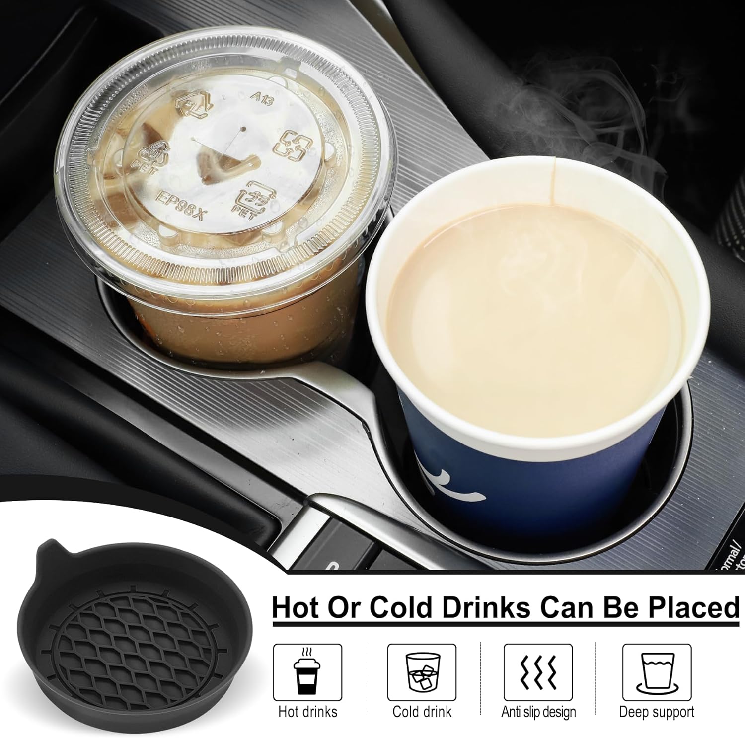 Singaro Silicone Car Cup Holder Coaster, 4 Pack - Alternate angle
