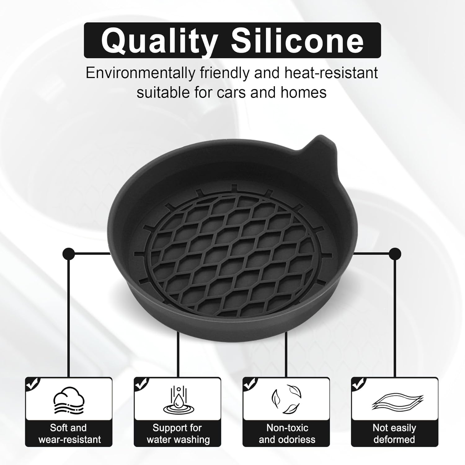 Singaro Silicone Car Cup Holder Coaster, 4 Pack - Size reference