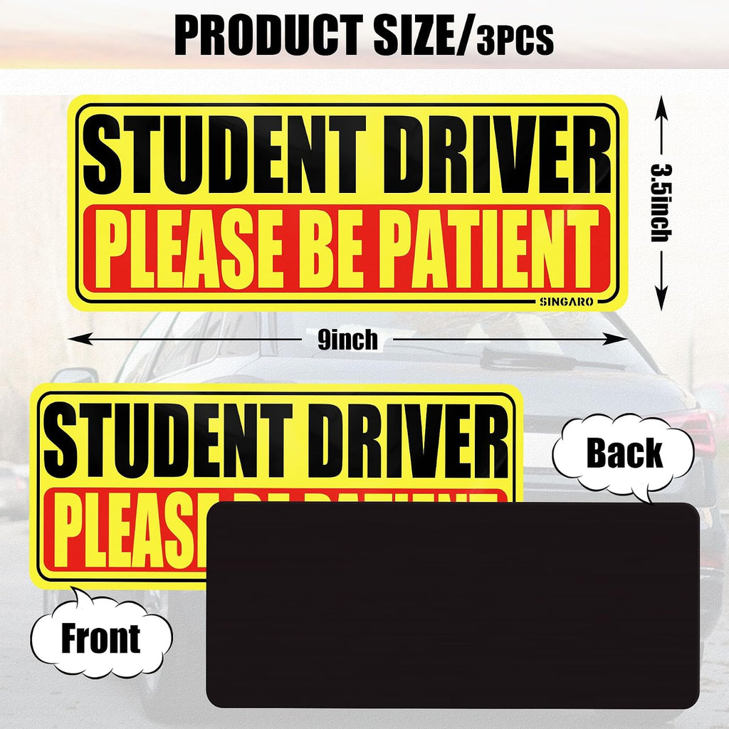 Singaro Student Driver Magnet for Car, 3 Pack - Detail view