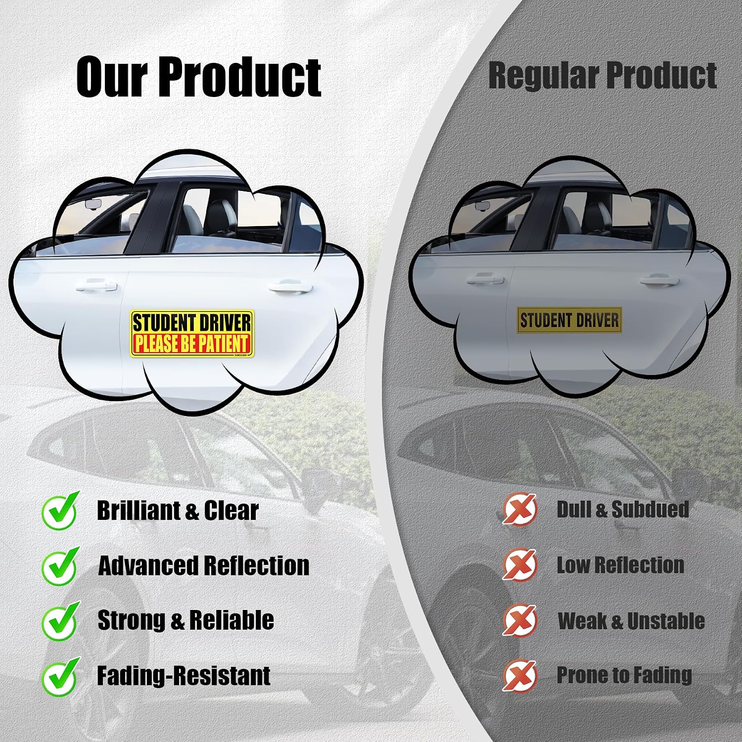 Singaro Student Driver Magnet for Car, 3 Pack - In use