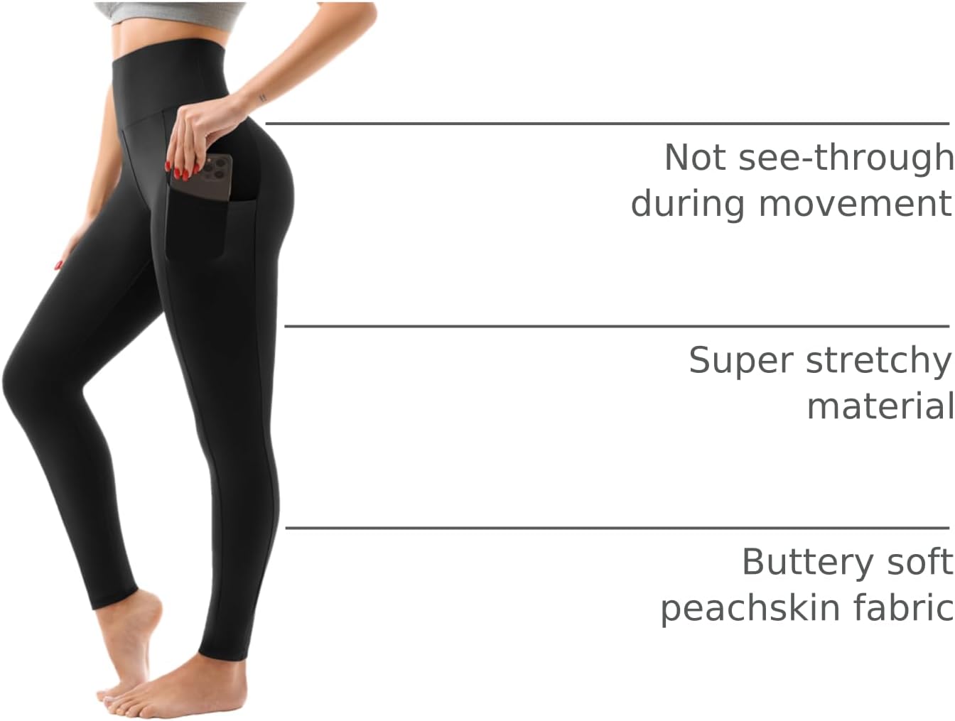 Sinophant High Waisted Leggings with Pockets - Alternate angle