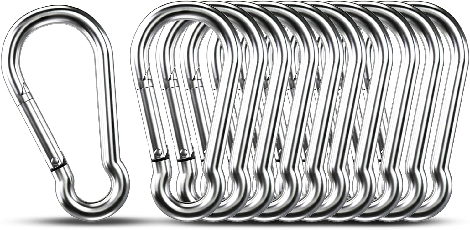 Kinlink Stainless Steel Carabiner Clips, 10 Pack