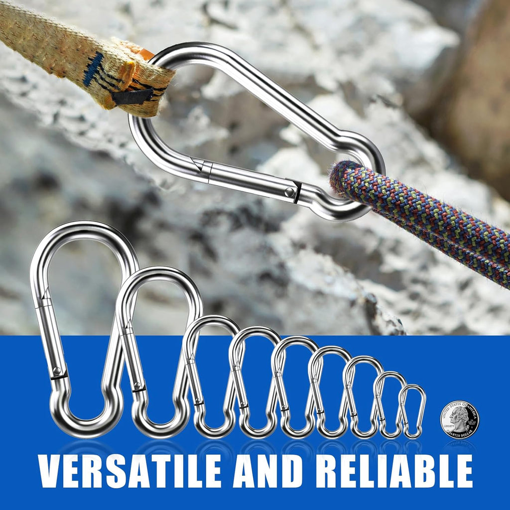 Kinlink Stainless Steel Carabiner Clips, 10 Pack - In use
