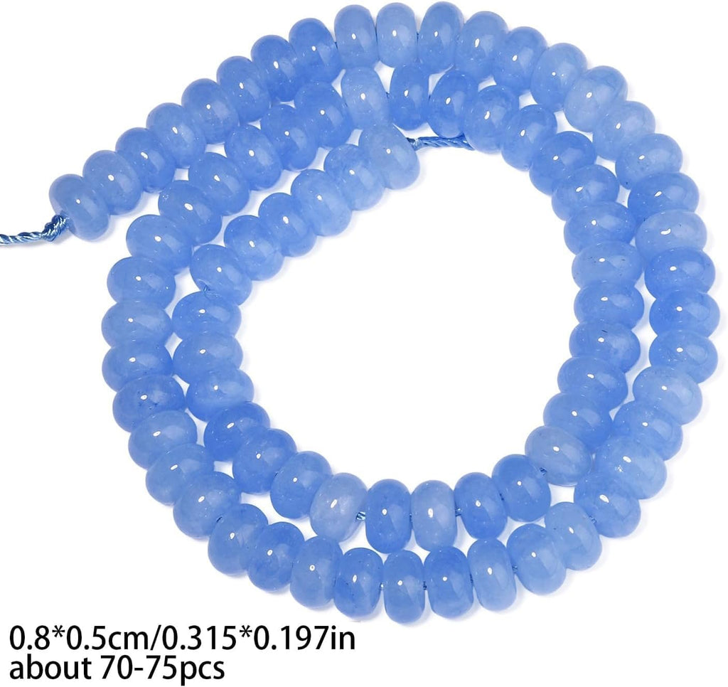 Songxi Light Blue Jade Rondelle Beads, 75 Pcs - Detail view