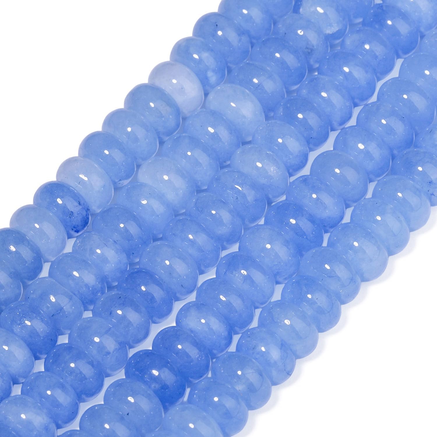 Songxi Light Blue Jade Rondelle Beads, 75 Pcs - Alternate angle