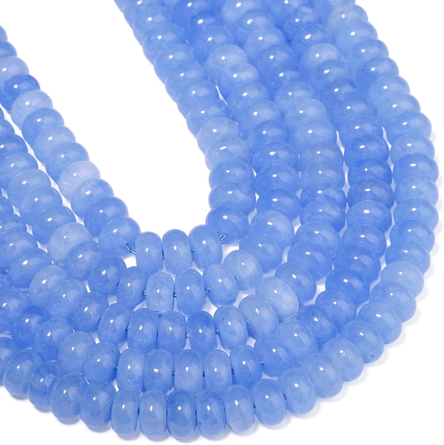 Songxi Light Blue Jade Rondelle Beads, 75 Pcs - Packaging