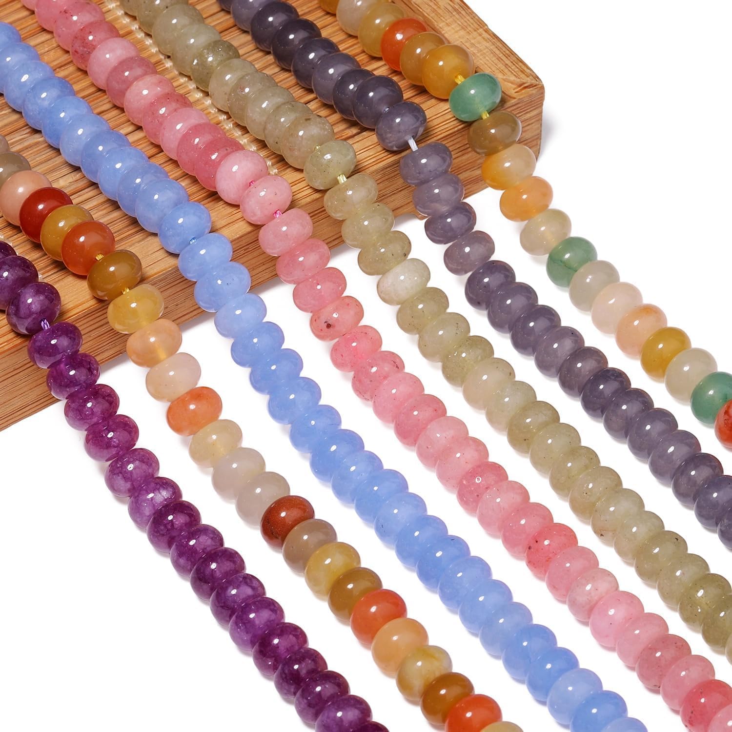 Songxi Light Blue Jade Rondelle Beads, 75 Pcs - Additional view