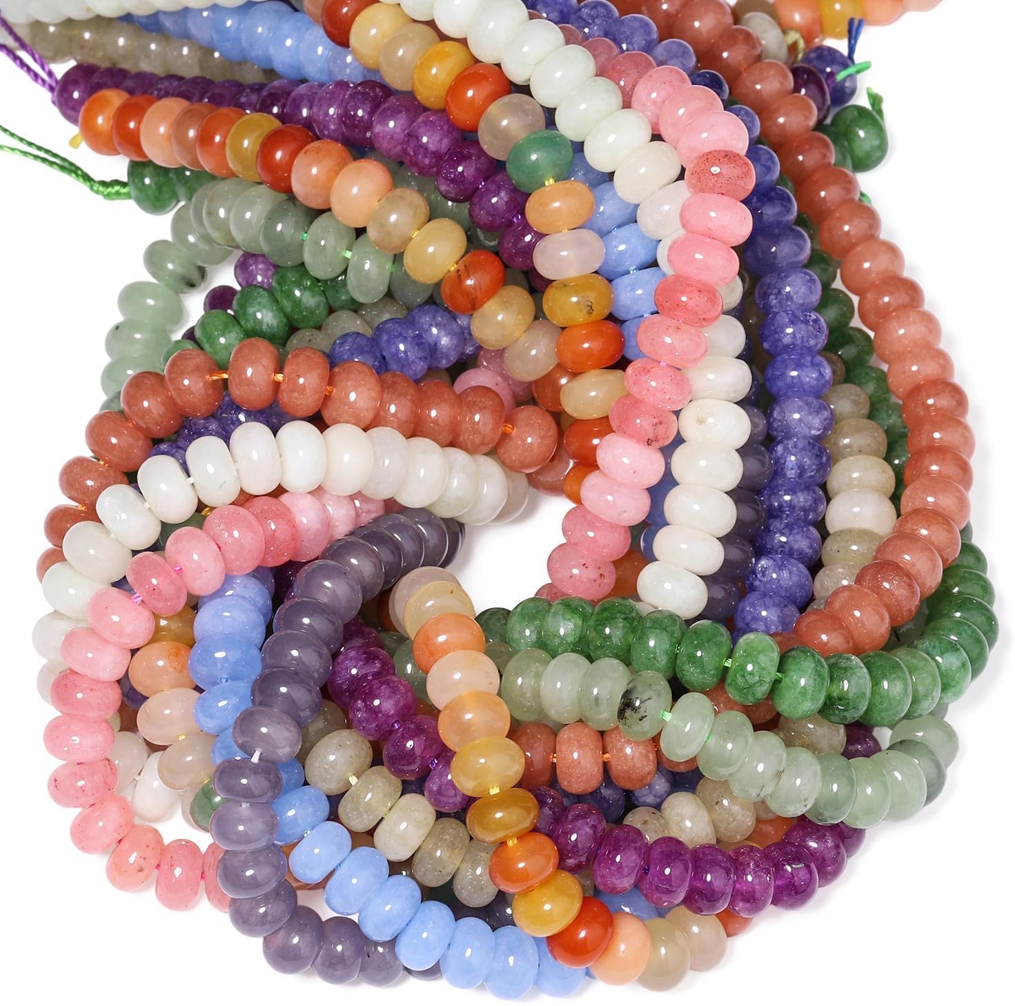 Songxi Light Blue Jade Rondelle Beads, 75 Pcs - Feature highlight
