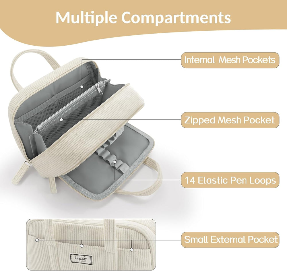 Sooez Large Pencil Case, 5 Compartments - Close-up
