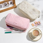 Sooez Large Pencil Case, 8 Compartments, Beige - In use