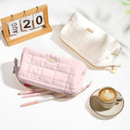 Sooez Soft Pencil Case Pouch with Zipper, Beige - Detail view