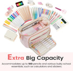 Sooez Soft Pencil Case Pouch with Zipper, Beige - Close-up