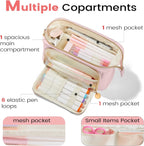 Sooez Soft Pencil Case Pouch with Zipper, Beige - Size reference